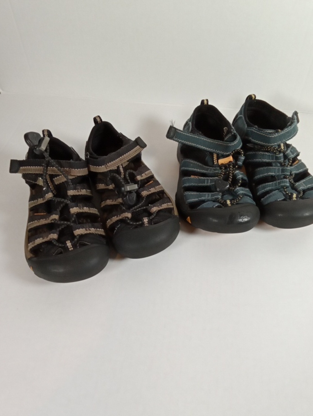 Keens Two Pairs Water Shoes Hiking Outdoors Kids Size 12 Blue N Brown